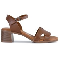 Leather tabac heel sandal Oh my Sandals 5611