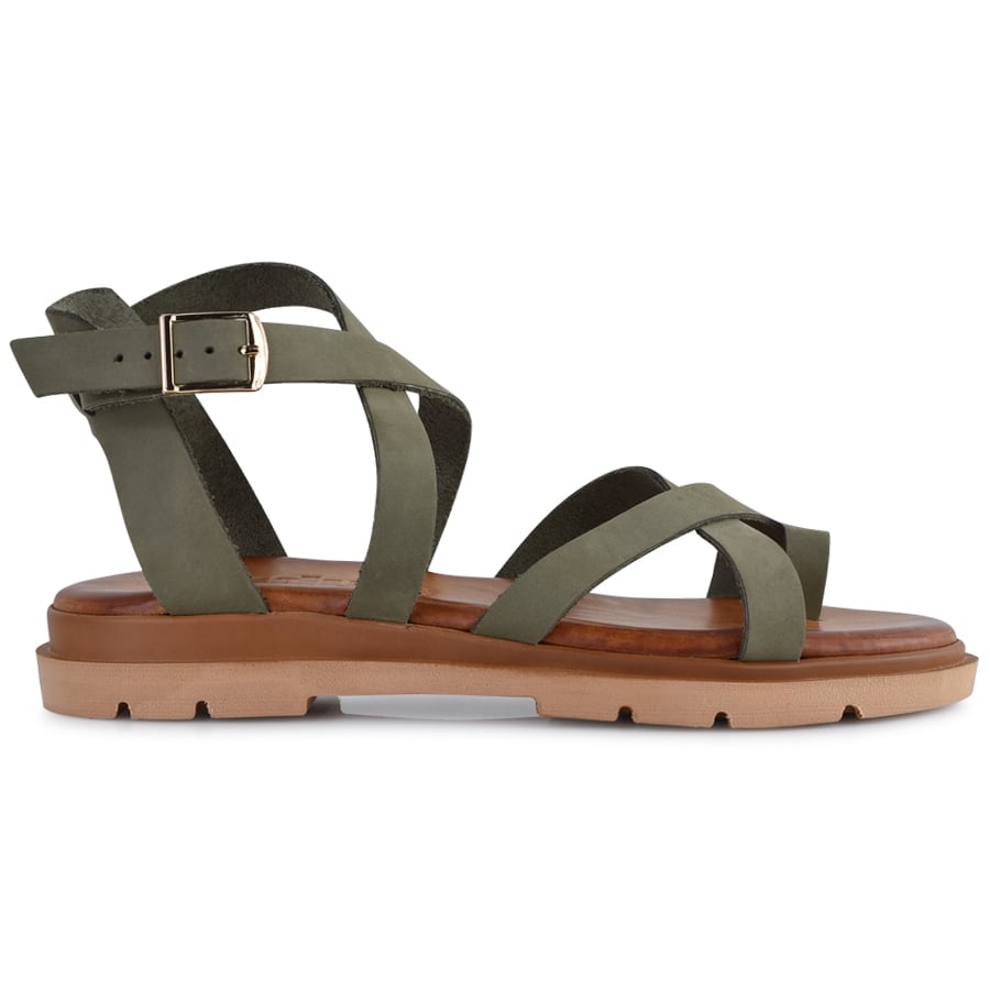  Δερμάτινο χακι σανδάλι Lady LD610 2025