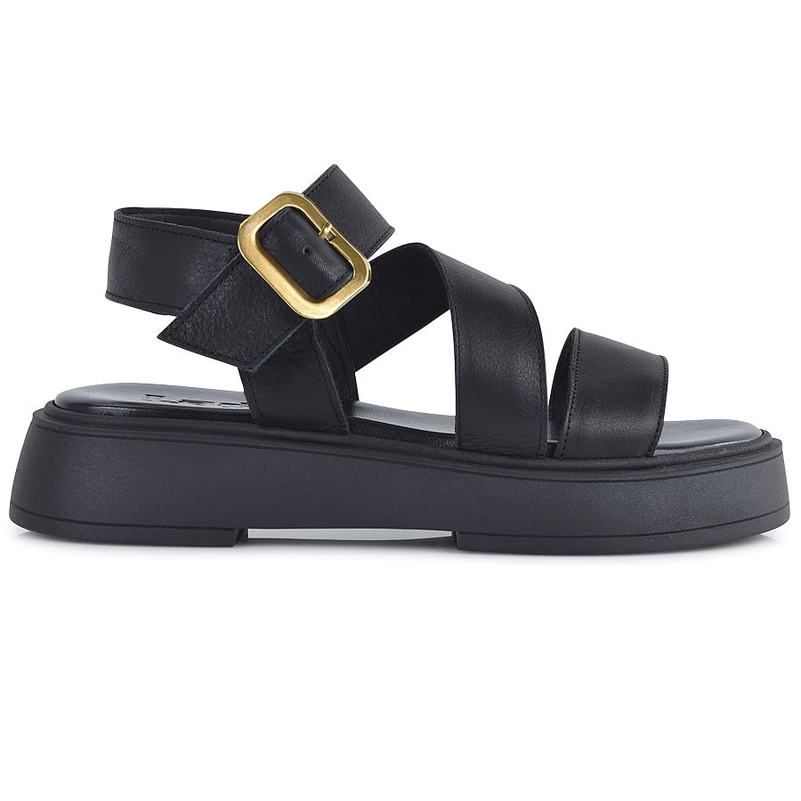  Δερμάτινο μαύρο σανδάλι LADY LD728 2025